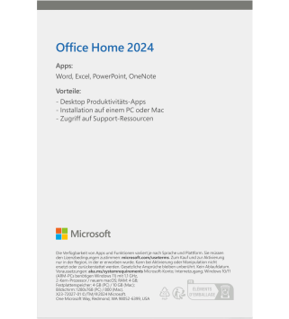 Microsoft Office 2024 Home and Business für Windows/Mac Deutsch/Multilingual PKC (Box) (EP2-06662) (Dauerlizenz, kein Abo)